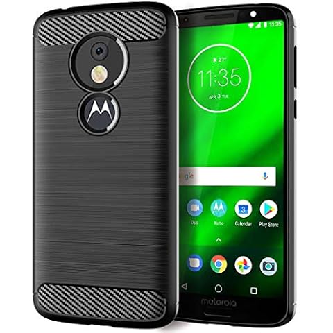 KEEPCA for Moto G6 Play Cases,Thin Slim Flexible TPU Soft Skin Silicone Rubber Gel Carbon Fiber Anti-Scratch Shockproof Protective Cases Cover for Motorola G6 Play,Brushed Black Cover