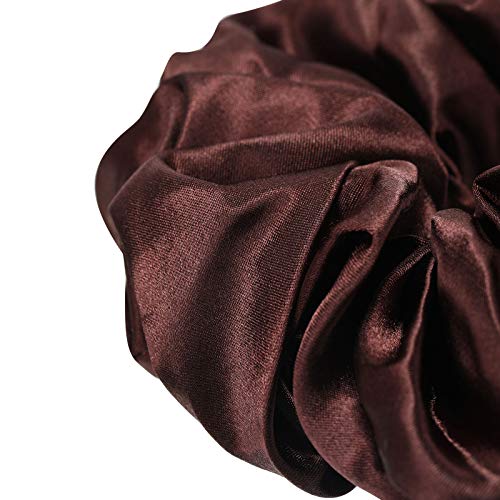 Image of Chuangdi 6 Pieces Big Satin Scrunchies for Women, Jumbo Silk Scrunchies Thick Elastic Jumbo Hair Tie Galentine Valentine's Day Gifts(Champagne, White, Light Pink, Coffee, Black, Navy Blue)