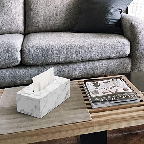 GORESE Rectangular Tissue Box Holder Tissue Box Cover PU Leather Facial Tissue Dispenser for Home Bathroom, Living Room, Bedroom, Dinning Room, Office, Car Automotive Decoration(Marble)
