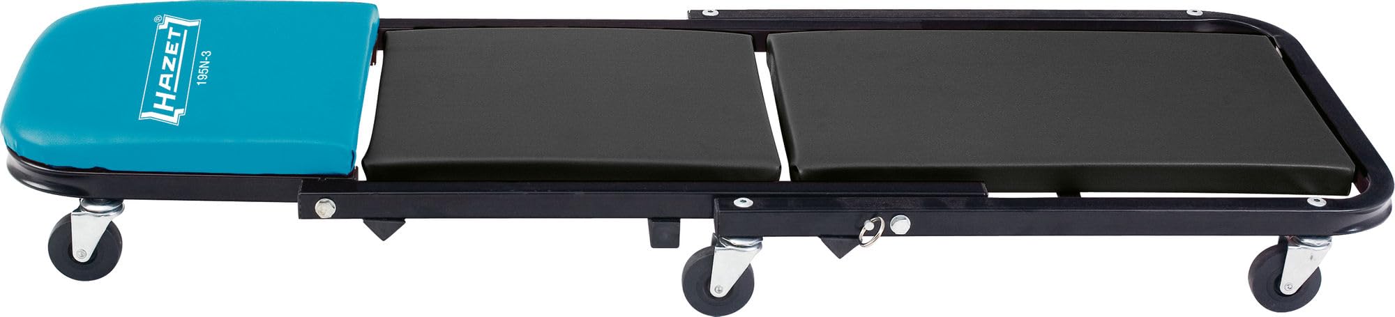 HAZET Tumbona con ruedas 195N-3, capacidad de carga hasta 150 kg, robusto bastidor de tubo de acero, tumbona y reposacabezas tapizados, fácil cambio entre tumbona y asiento, dimensiones | 11458 g. Accionamiento 500040. Requisitos generales de taller, 6 ru