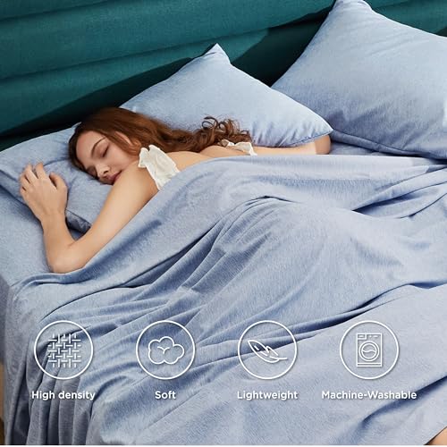 Image of Bedsure California King Sheet Sets - 4 Pieces, Soft & Cooling Cal King Sheets, Luxury Cationic Dyed, Deep Pockets & Easy-Fit, Breathable & Wrinkle Free, Blue