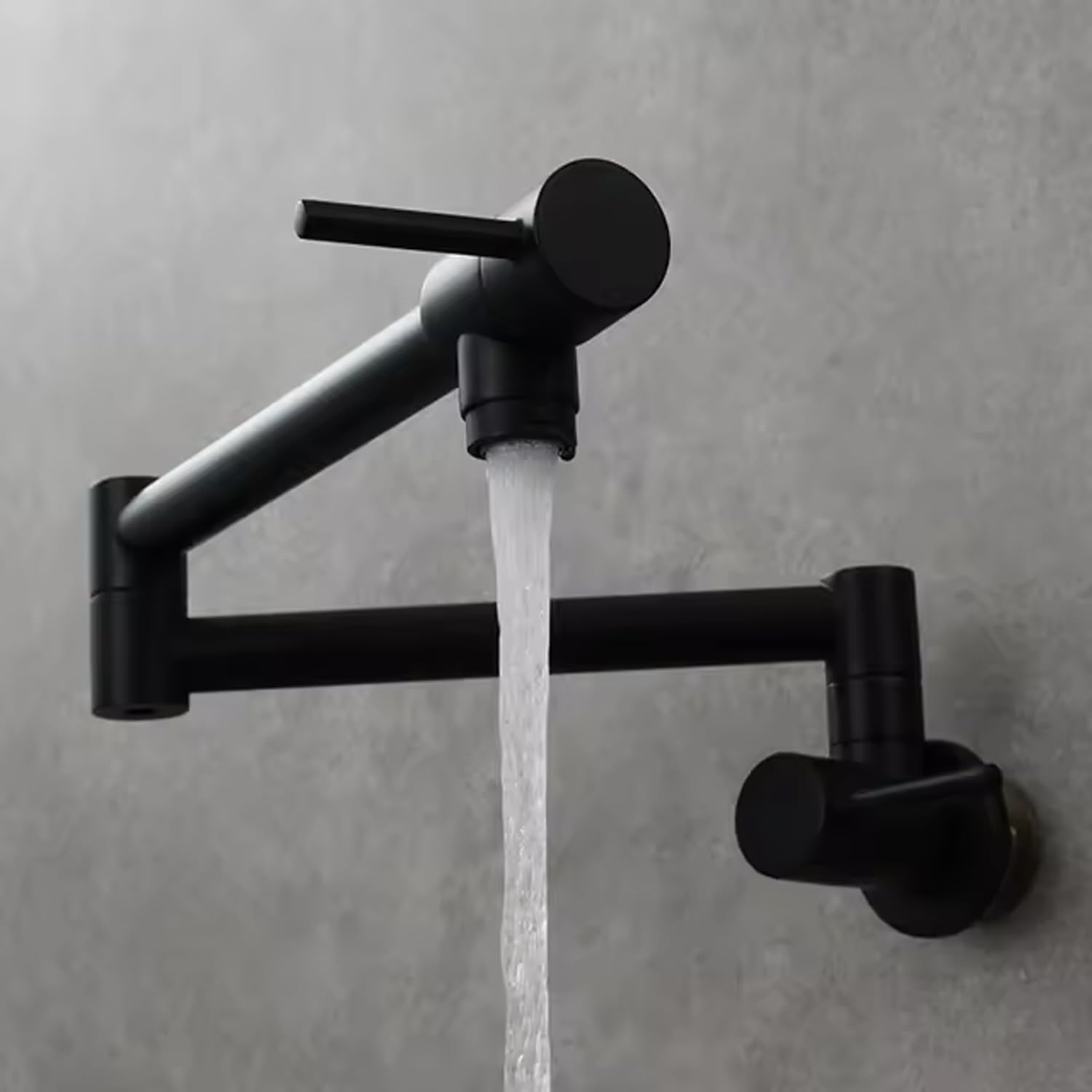 Aquieen Wall-Mounted Pot Filler Faucet with Swing Arm & Folding Design | Modern Kitchen Sink Faucet Folding Stretchable with Single Hole Two Handles (Black) (B0DCK7LT8G) Amazon Price History, Amazon Price Tracker
