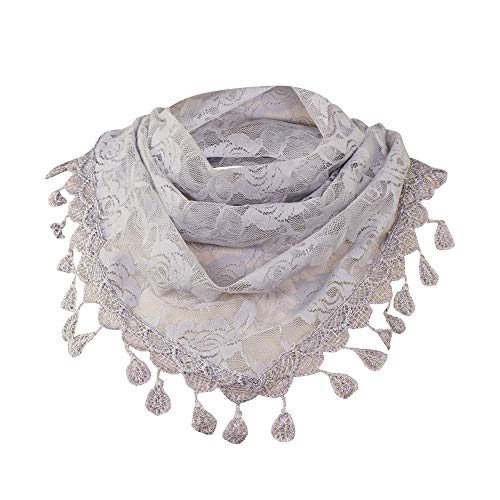 Preisvergleich Produktbild Hniunew Seidenschal Rosenschal Dreieck schal wunderschöner Damenschal mit bestickten Rosen und Ornamenten Halstuch Quaste Muster mit Langen Tuch Wickelt Schals Scarf Leicht Seidentuch