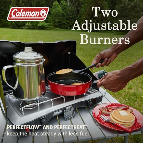 Coleman Triton+ 2-Burner Propane Camping Stove with InstaStart Ignition, Portable Camping Cooktop with 2 Adjustable Burn - Additional View