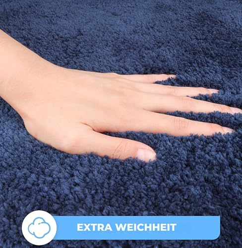 Sentidos rutschfeste Badematte in modernes Badezimmer Komfort-Badvorleger, Badezimmerteppich Set & rundem Badteppich – Bild 4