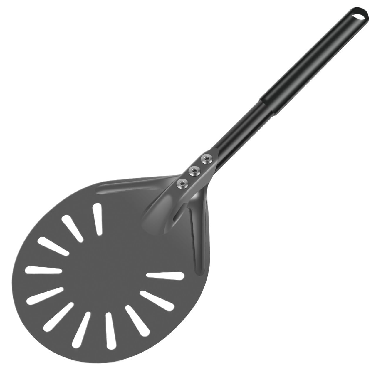 Pelle à Pizza en Aluminium perforée, antiadhésive, avec Long Manche, pour Four Domestique (Noire)