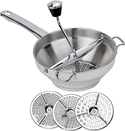 Stainless Steel Food Mill With 3-Grinding Sizes, Dishwasher Safe #TOP3