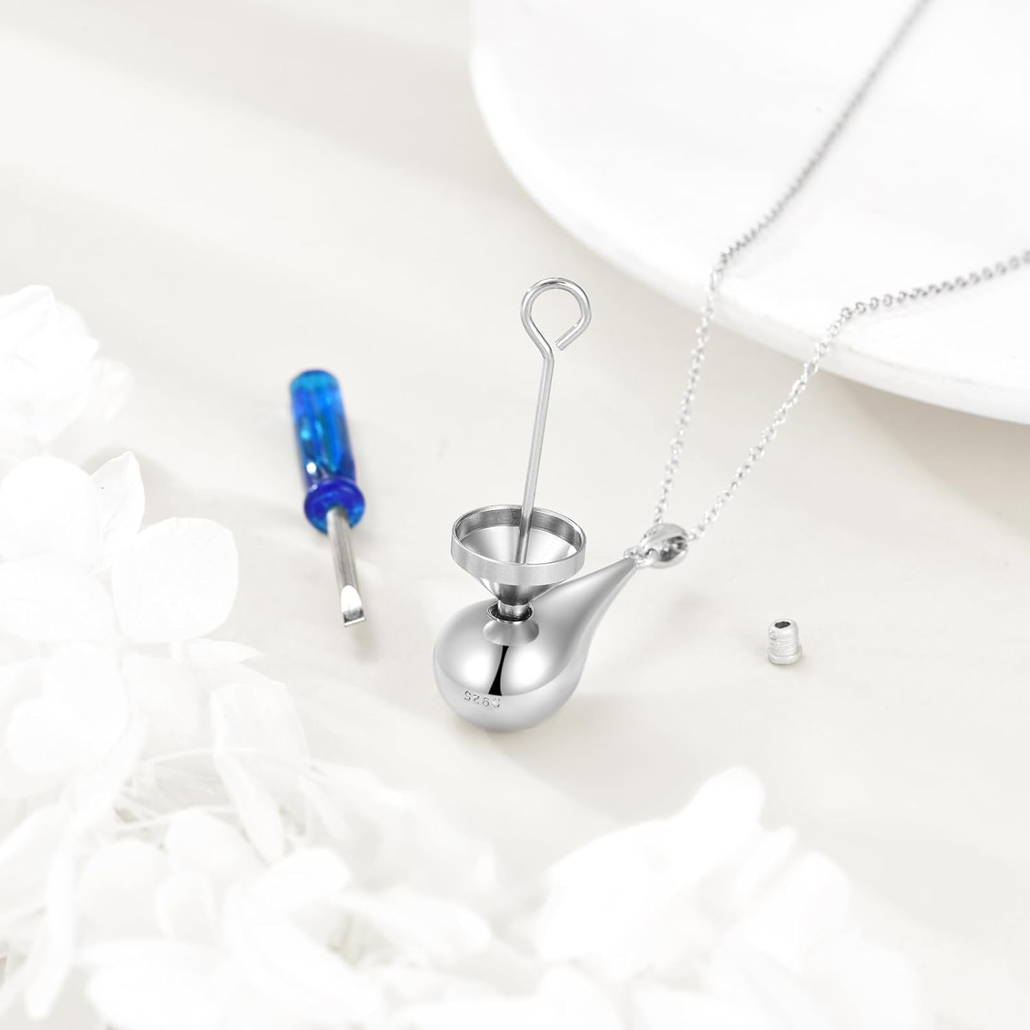 Mountain Urn Necklaces for Ashes Sterling Silver Mountain Bar Cremation Abalone Shell Jewelry for Ashes Memory Jewelry for Women Men - Image 4