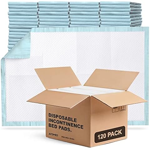 120 x Aydmed Premium Disposable Incontinence Bed Pads | Large Waterproof & Ultra-Absorbent Protective Sheets for Mattress, Sofa & Chair for Babies, Children, Adults, & Elderly (60cm x 90cm) Cover