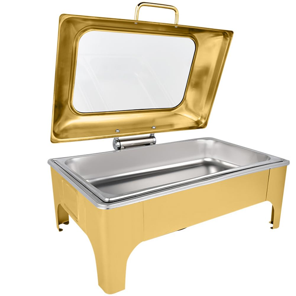 Scaldavivande in acciaio inox, 9 l, coperchio in vetro idraulico, facile da pulire con finestra di visualizzazione, ideale per ristoranti, hotel, feste, riscaldamento alimentare
