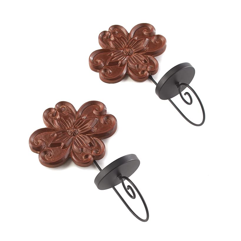 Set of 2 Candle Sconces Walnut