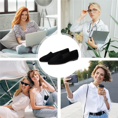 Image of MUSSHOE Pointed Toe Flats for Women, Comfortable Business Casual Work Shoes, Slip On Loafers with Arch Support, Office Walking Flats for All Day Standing