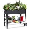 FOYUEE Raised Planter Box with Legs Outdoor Elevated Garden Bed On Wheels for Vegetables Flower Herb Patio