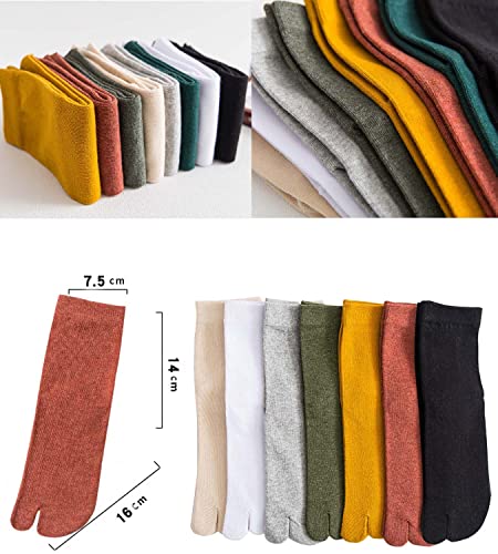 Pursuestar 3 Pairs Women Girl Cotton Sports Casual Sandal Split Two Toe Japanese Tabi Flip Flops Socks Elastic Free Size2