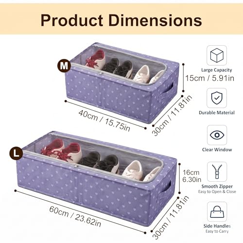 Image of DecorTwist Large Under Bed Storage Box | Heavy-Duty Foldable Organiser with Thick PVC Transparent Cover | Dustproof Storage for Clothes, Shoes, Quilts & Blankets | Home Organizer | Style 2 | Pack of 1