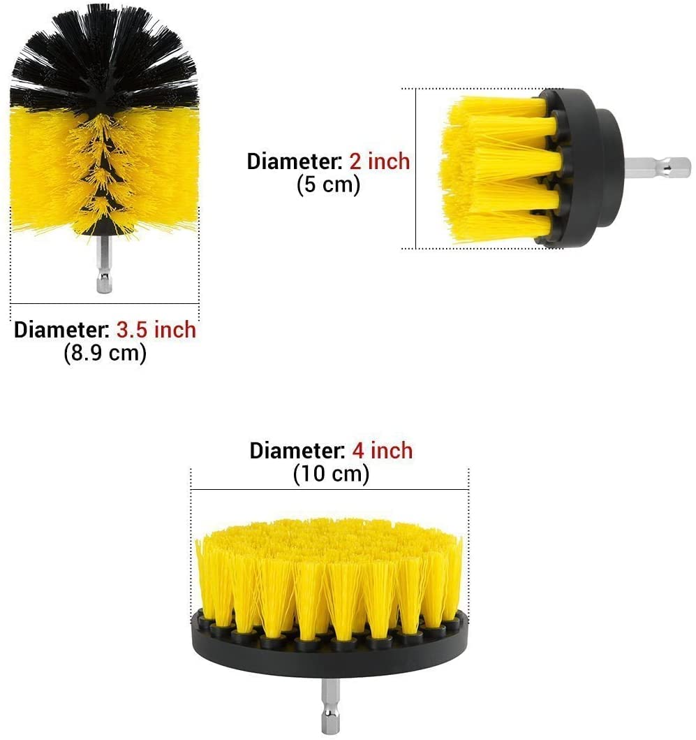DOCAT Drill Brush Power Scrubber Bathroom Cleaning Brush Attachment Set Multi-Purpose Scrub Brush for Grout Floor Tub Shower Tile Bathroom and Kitchen Surface Drill Machine Not Included (Yellow) 2