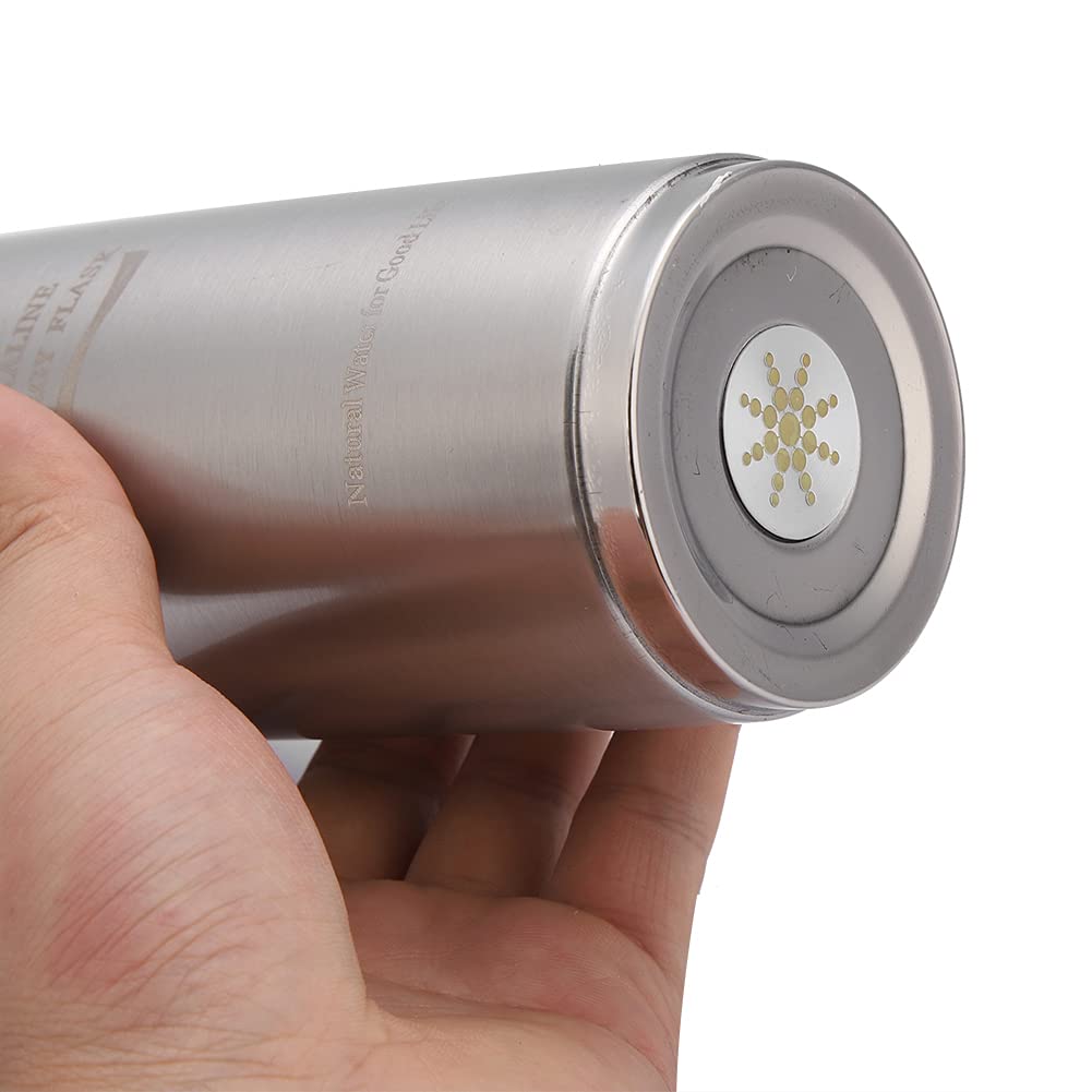 Bouteille alcaline Nano Bouteille d'énergie Acier inoxydable Bouteille d'eau alcaline portable Nano Balance Bio Energy Lonizer Cup Piston (argent) (argent)