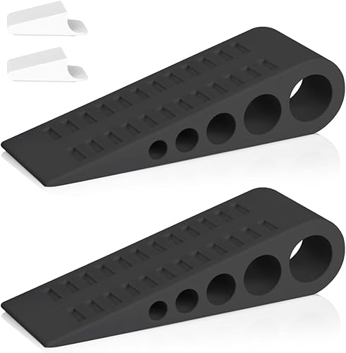 HOMOTEK Paquete de 2 topes de puerta de goma con forma de cuña para puertas de puerta, protectores de pared para piso e parte inferior de la puerta
