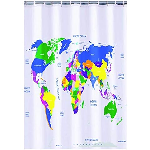 World Map Shower Curtain - Fun Gift Cover