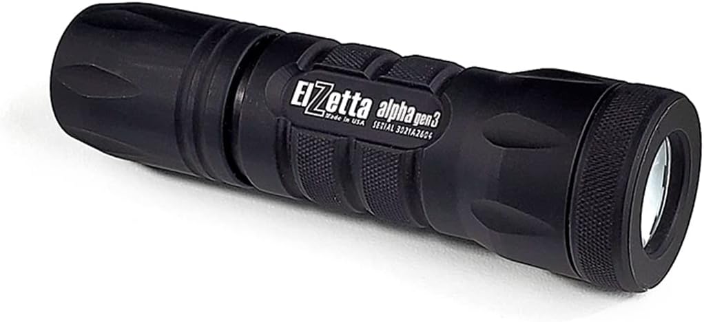 Elzetta Alpha Gen3 A-112: 1Cell Flashlight with Standard Bezel Ring, Standard Optic, and Click Tailcap (4500K)