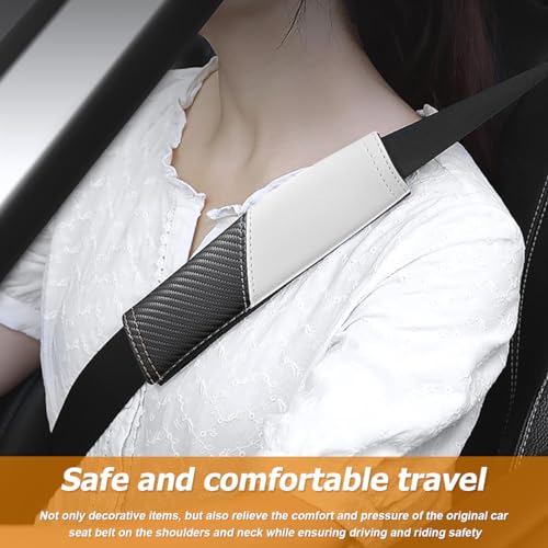 image for Mandark 2PCS Car Seat Belt Cover, Carbon Fiber Leather Vehicle Seatbel