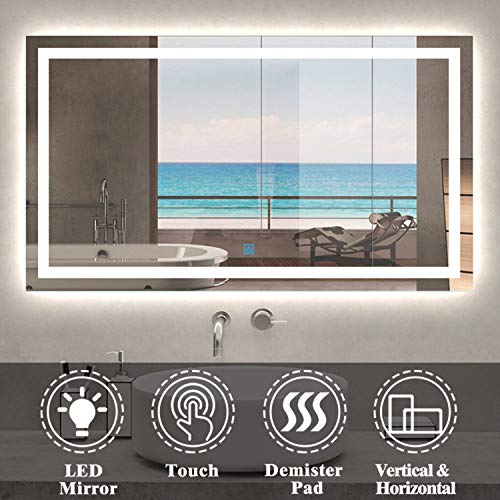 Xinyang 1200x700 Large Illuminated Led Bathroom Mirror with Demister Pad [IP44 Rated] Rectangular Backlit Wall Mounted,Touch Sensor Switch