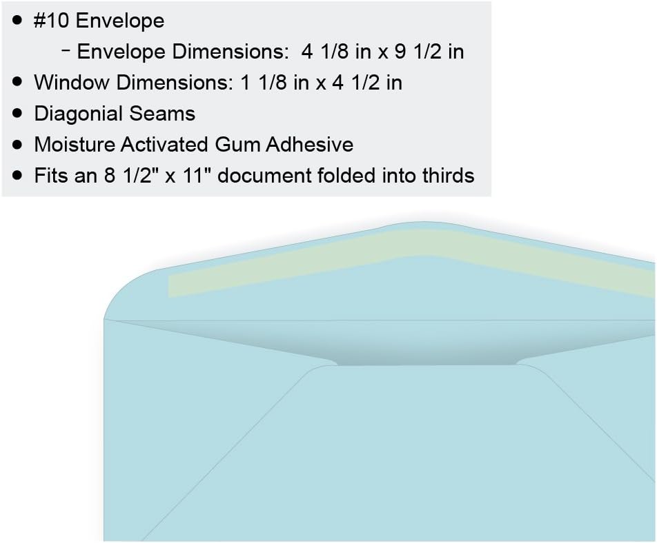 #10 Window Envelope - 24# Light Blue (4 1/8 x 9 1/2) - Business Window Series (Pastel) (Box of 500)