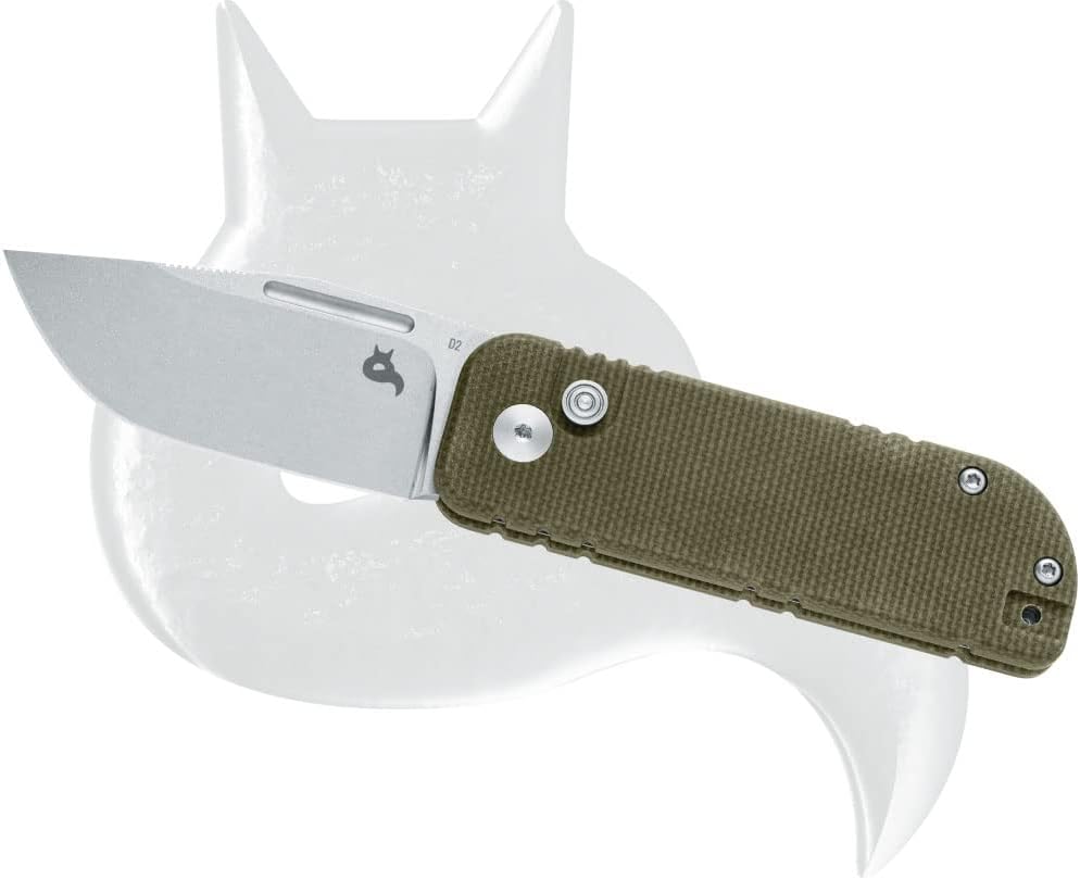 Fox Nu-Bowie Button Lock BF-758MI OD Green Micarta D2 Steel Knife