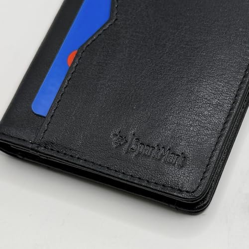 Image of Mens Slim Minimalist Leather Wallet, Thin Bifold Credit Card Wallet for Men