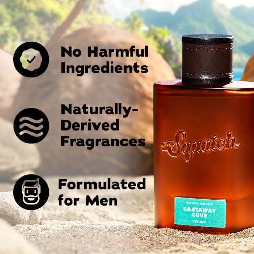 Image of Dr. Squatch Natural Cologne for Men - Bergamot, Lavender, and Vanilla Fragrance Inspired by Coconut Castaway - Sustainably-Sourced Ingredients - Castaway Cove Cologne (1.7 fl oz)