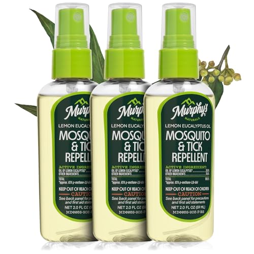 Murphy's Naturals Mosquito & Tick Bug Repellent Spray, Oil of Lemon Eucalyptus for Skin + Outdoor Gear, 2 Ounce Pump, 3-Pack