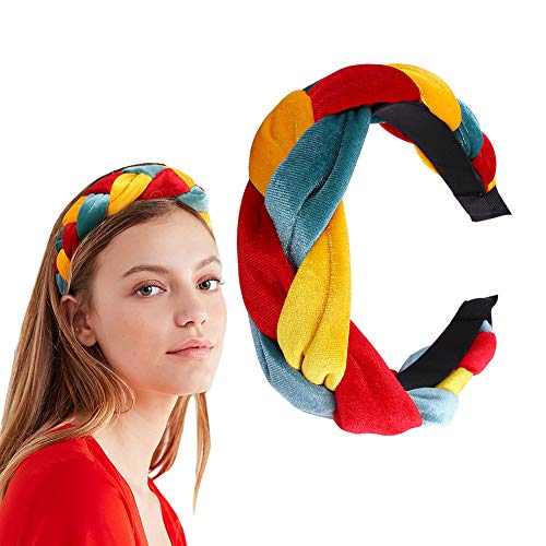 Women Headbands Braided Padded Velvet Headband - Spanish Vintage Alice Hair Band Wide Hairbands Hair Accessories Fashion Headwear for Girls Christmas Gifts Decorations
