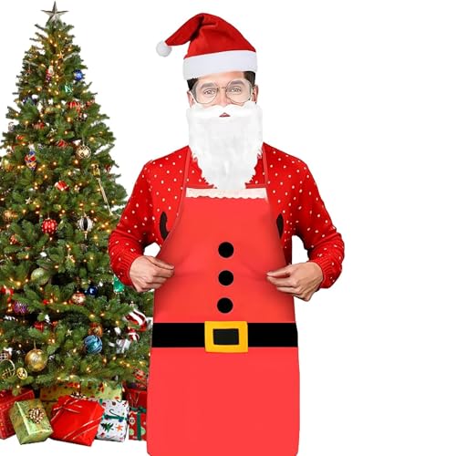 Traje de Santa Claus con gafas de barba | Disfraz de Navidad para mujer, juego completo con sombrero, delantal para barba, sombrero, delantal, disfraz para adultos, mujeres, hombres, cosplay