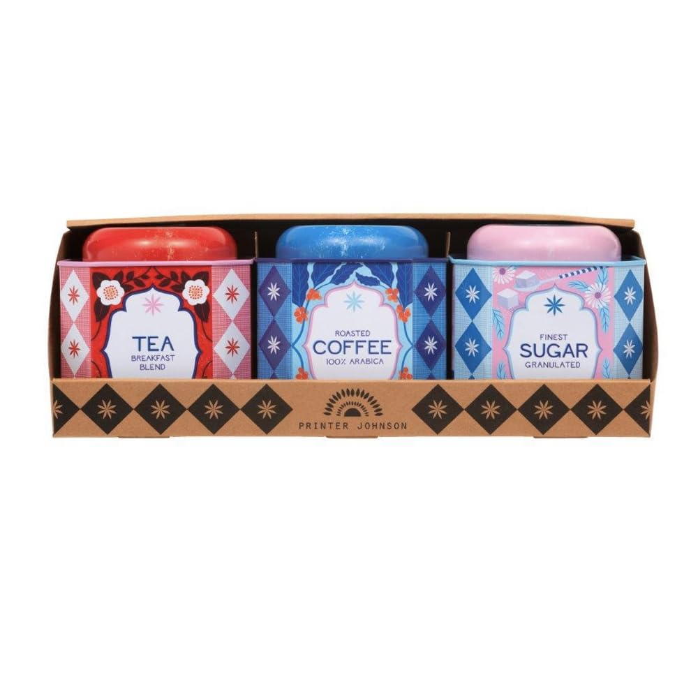 Elite Gift Boxes Printer Johnson - Kitchen Set of 3 Octagonal Tin Caddies 102 x 102 x 117mm (each caddy)