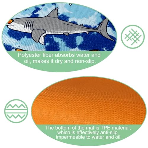 Tapis de cuisine antidérapants lot de 2 lavables requins bleus