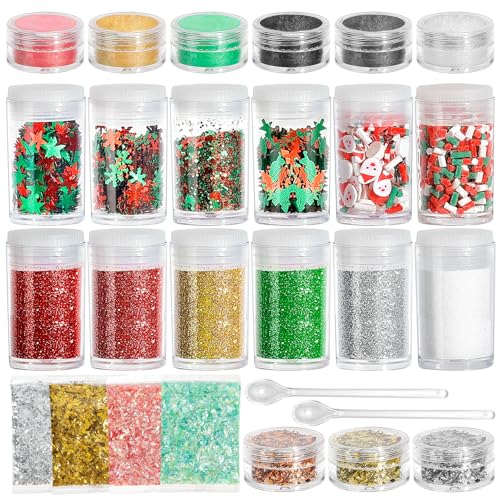 Glitter Powder Resin Kit, Resiners 27Pcs Christmas Resin Decorative Kit,