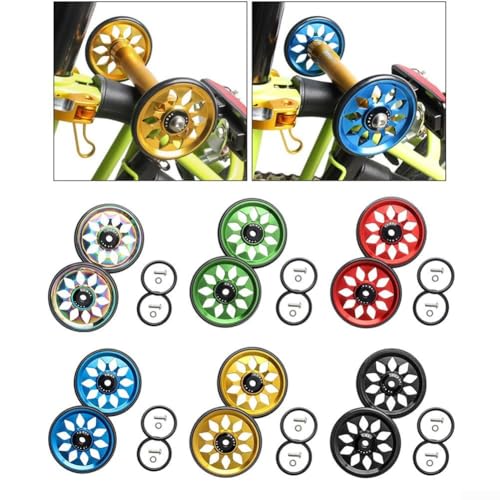 Rueda de entrenamiento para bicicleta plegable Easy Wheel CNC con rodamiento para Brompton, tornillo M6, aleación de aluminio, ligera y resistente al desgaste, accesorio de mejora en negro, rojo, dorado, plata y azul (Rojo) miniatura 3