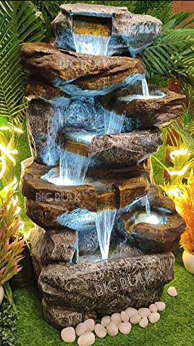 Image of 6 Tier Layer Stone Look Fiber Fountain for Home Decor /Living Room /Hall /Office /Garden /Puja Room Indoor Outdoor (55 x 40 x105 cm)
