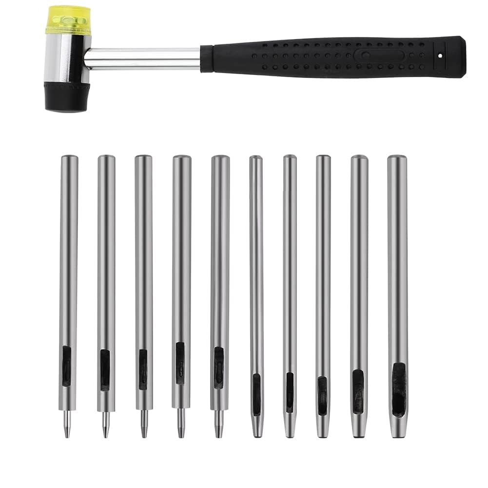 Erpmlyo 10 Pcs Leather Hole Punch Tool Set, 0.5mm-3.5mm Round Hole Punch Working Tools for Leather Belts Canvas, Watch Band - Image 3