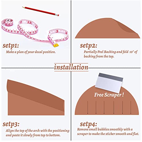 Boho Arch Wall Decal Decor, Modern Simple Style Arch Wall Sticker For Living Room Bedroom, Peel And Stick Large Boho Wall Art Hotel Corridor Decoration, 69.5 Inch X32.3 Inch (Terracotta) (Wzy3) #TOP6