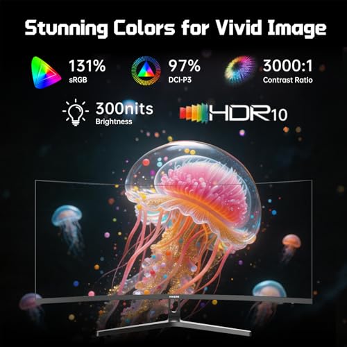 Image of Hikers 34 Inch UWQHD 240Hz Curved Gaming Monitor, Curved Ultrawide Computer Monitor with 2xHDMI 2.1 & 2xDP 1.4, 21:9 PIP /PBP Fast VA, 131% sRGB AI Crosshair (G34H1Q Pro, Includes One HDMI 2.1 Cable)