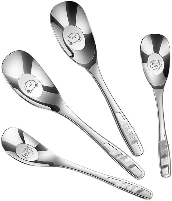 不锈钢316L喂饭吃饭勺长柄汤勺调羹汤匙元宝勺子 Stainless Steel Long handled soup spoons，Spoons,Meal spoon 汤匙 Household Cleaning，Kitchen Storage Essentials
