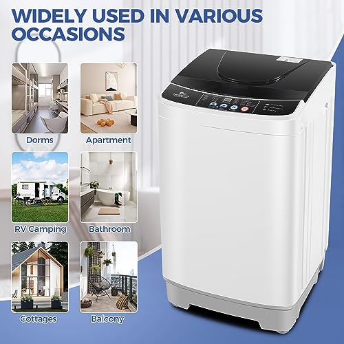 15.6Lbs Portable Washing Machine Nictemaw Portable Washer, 2.1 Cu.ft Washer and Dryer Combo with Drain Pump, 10 Programs 8 Water Level Compact Laundry Washer for Home, Apartment, RV, Dorms