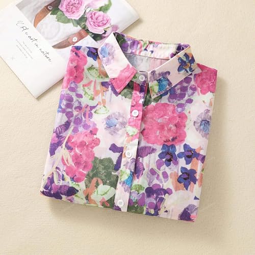 Image of Gufrina Women Mustard Multicolor Floral Print Button-Down Shirt with Elbow Sleeves and Collar Neck in Soft Breathable Fabric Ideal for Casual wear and Relaxed Styling