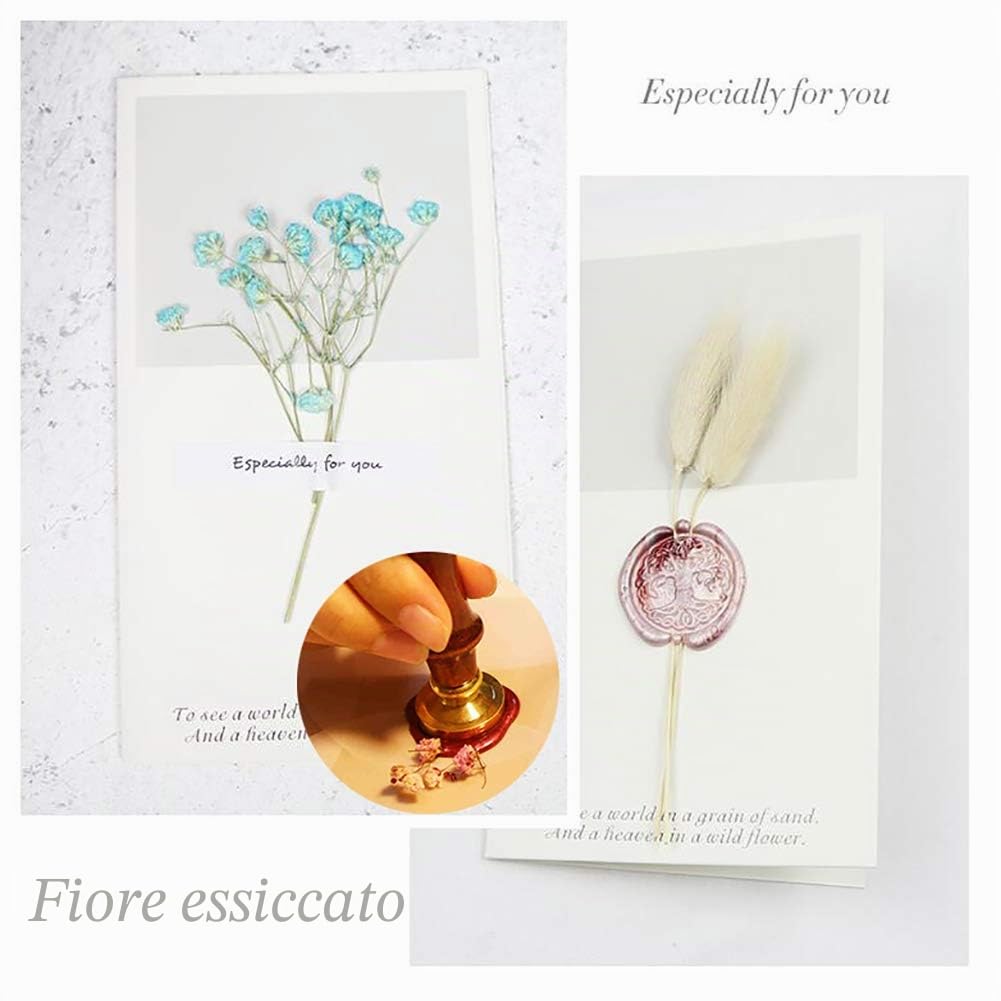 craspire Sigillo di Cera, Tamponi di Cera Pannocchia di Grano Antico Tampone di Cera Retro Legno Tampone Rimovibile Guarnizione in Ottone Manico in Legno per Matrimonio Inviti Abbellimento Bottiglia