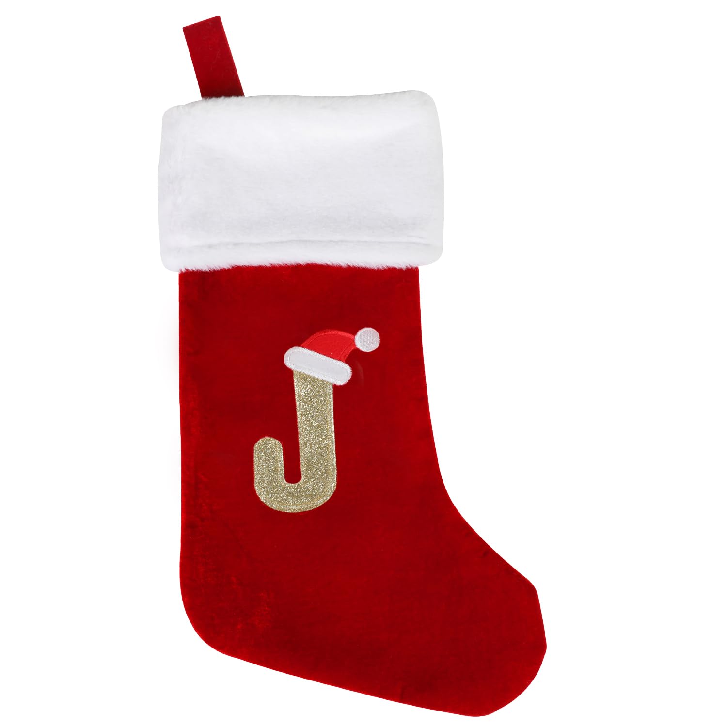 Chaussette de Noël J grand velours résistant pour suspendre de gros cadeaux