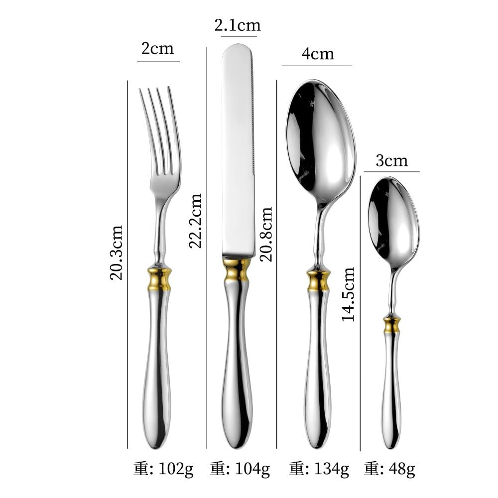 Servizio di posate per 10, 32 pezzi in acciaio inox 18/10, utensili moderni lucidati a specchio, durevoli stoviglie lavabili in lavastoviglie