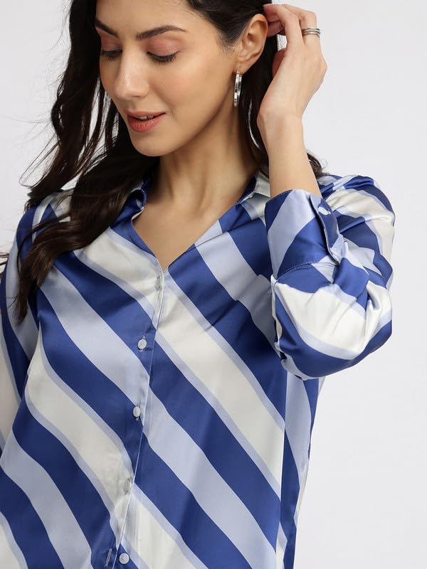 Image of FableStreet Women Shirts | Comfort Fit Spread Collar | Premium Satin Fabric for Formal, Business Casual
