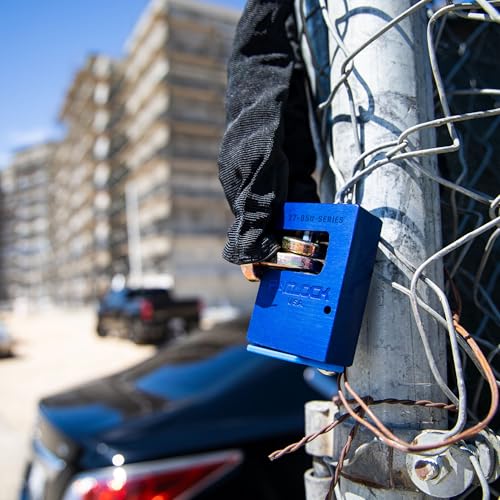 Image of PACLOCK's 17-850-Series Block-Lock, High Security Rotating Disc, Manufacturer-Controlled Key Assigning, Exclusive Key Number, Keyed Alike U-Pick!, Blue