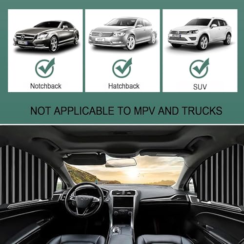 Image of Denfy Fabric 4PCS Universal Fit Magnetic Car Side Window Sunshade Curtains Removable Privacy & Heat Protection, Pleated Black Magnetic Car Window Shades for Baby & UV Protection, Foldable